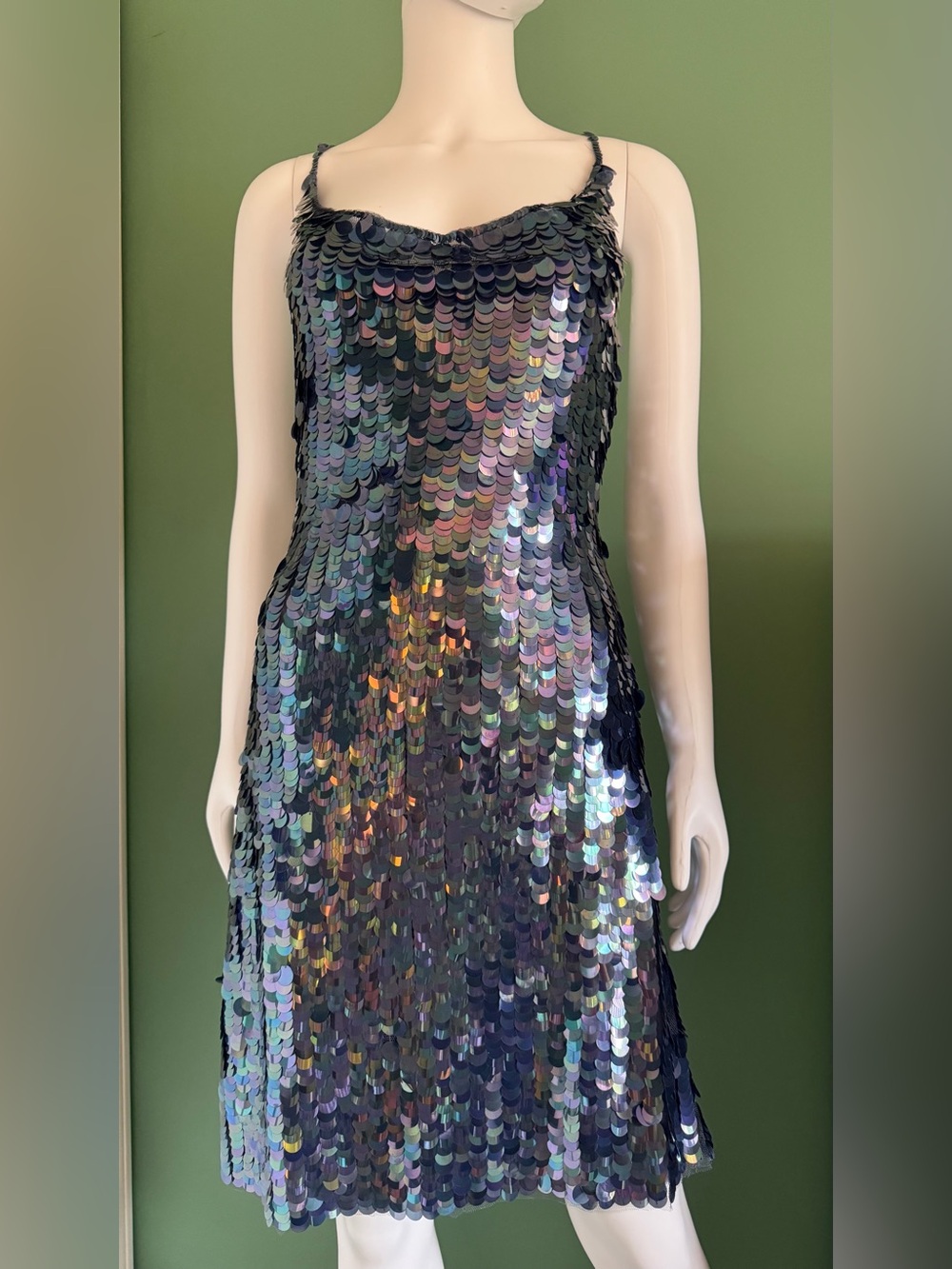 Betsey Johnson Vintage Iridescent Multi-Sequin Slip Dress